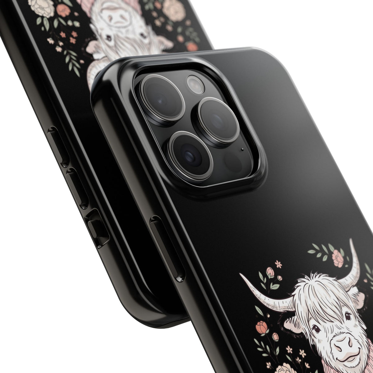Highland Cow Floral Tough Phone Case