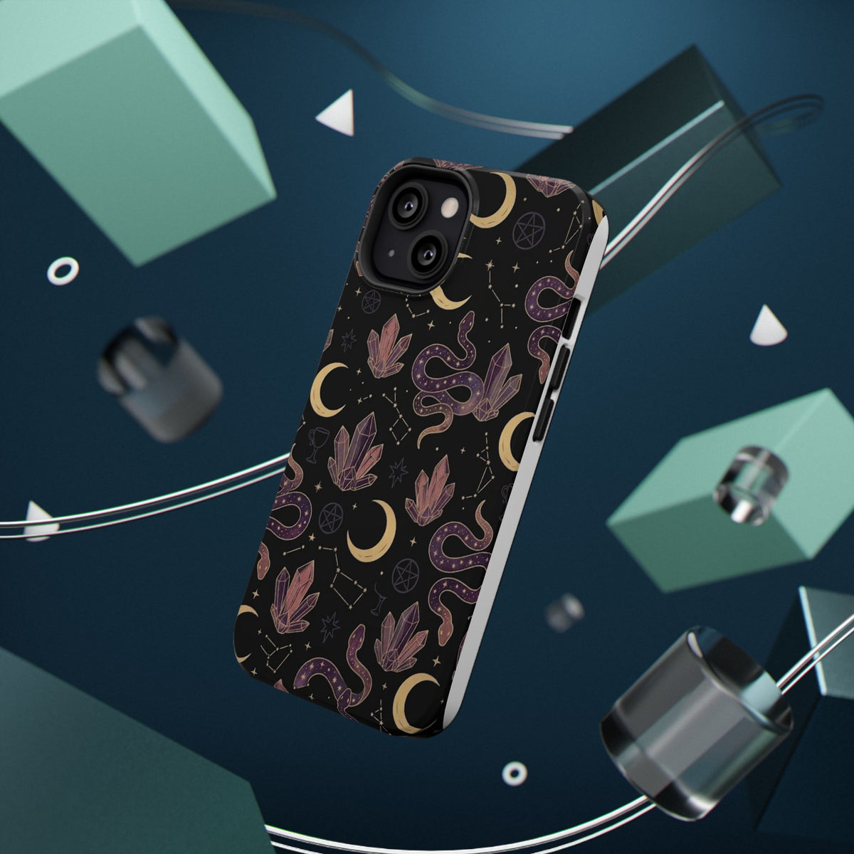Mystic Moon & Crystal Phone Case — Impact-Resistant Protective Cover