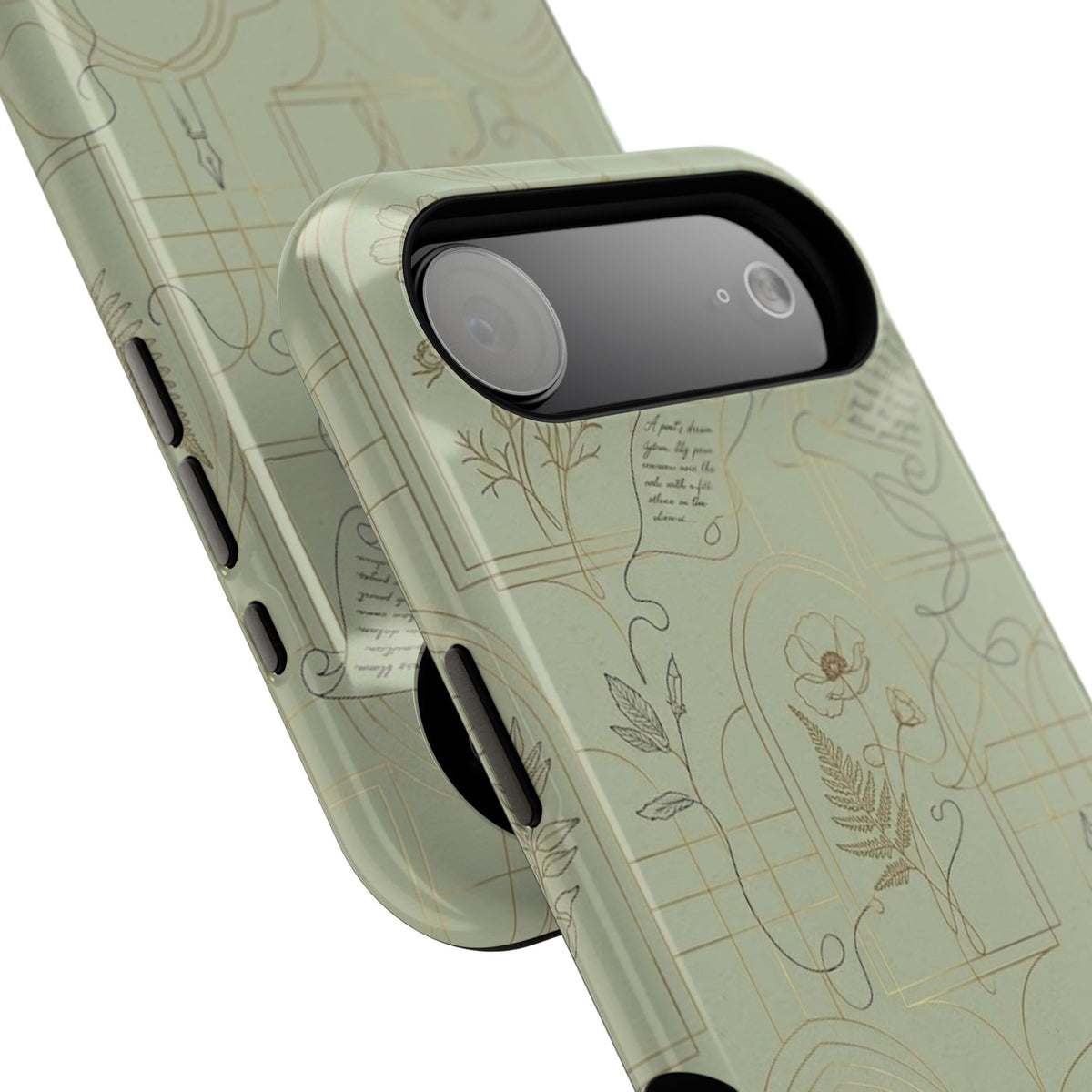 Vintage Botanical Script Design - Impact Resistant Phone Case