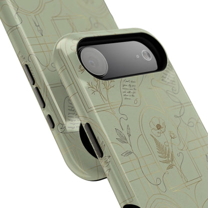 Vintage Botanical Script Design - Impact Resistant Phone Case