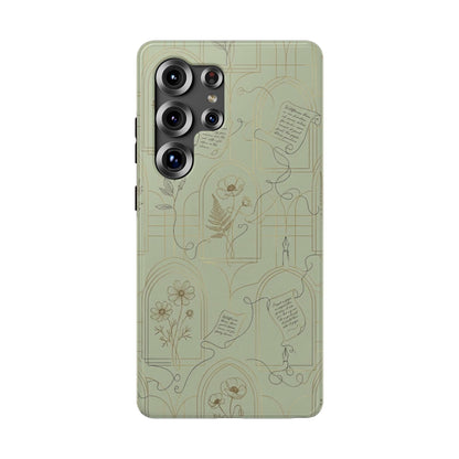 Vintage Botanical Script Design - Impact Resistant Phone Case