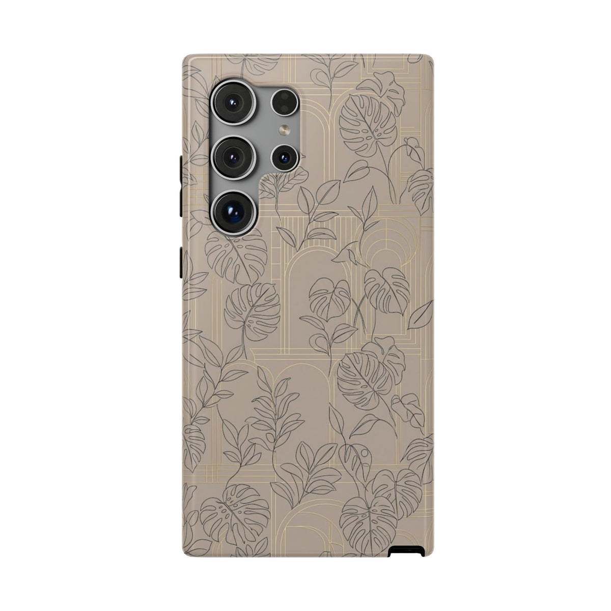 Neutral Leaf Pattern - Impact Resistant Phone Case