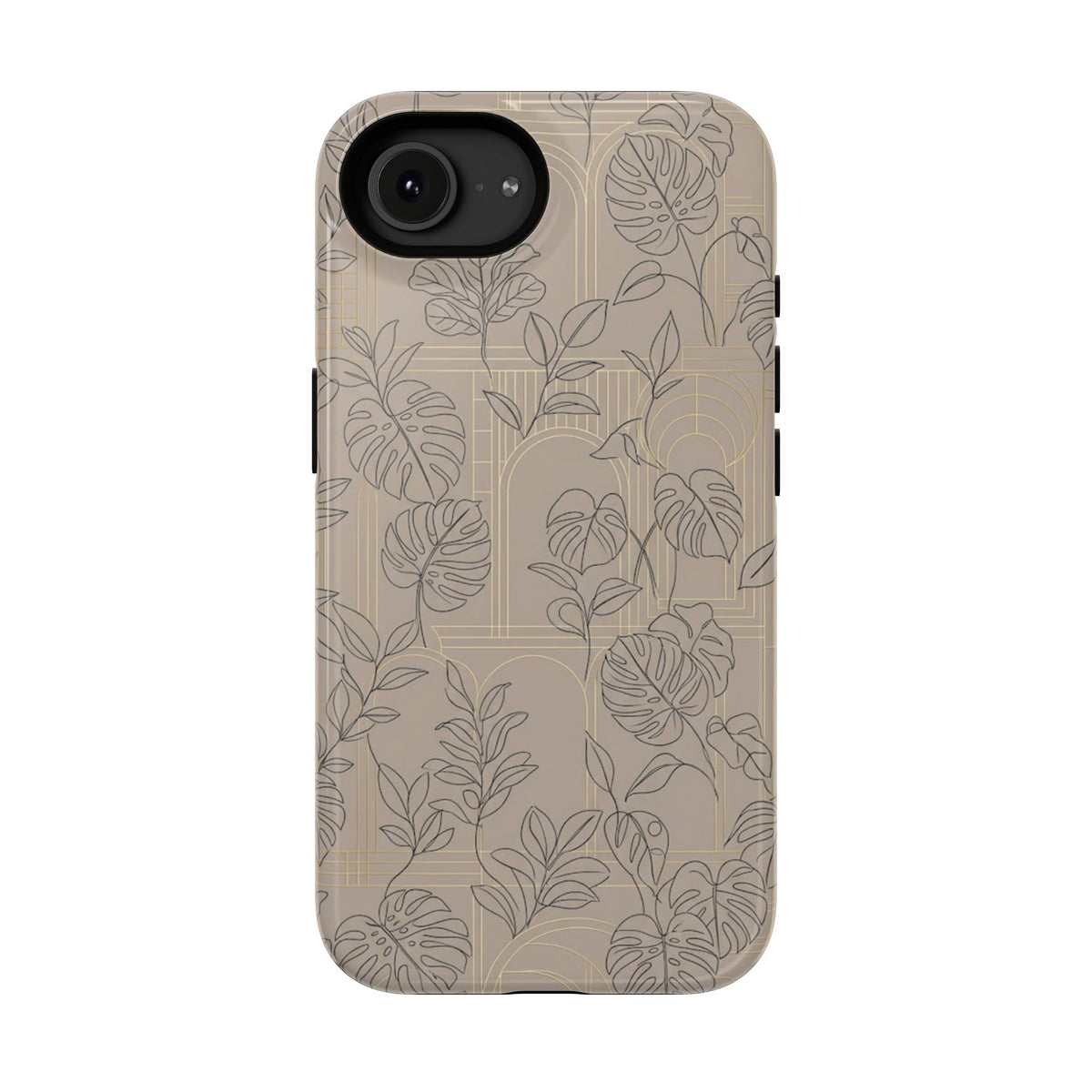 Neutral Leaf Pattern - Impact Resistant Phone Case