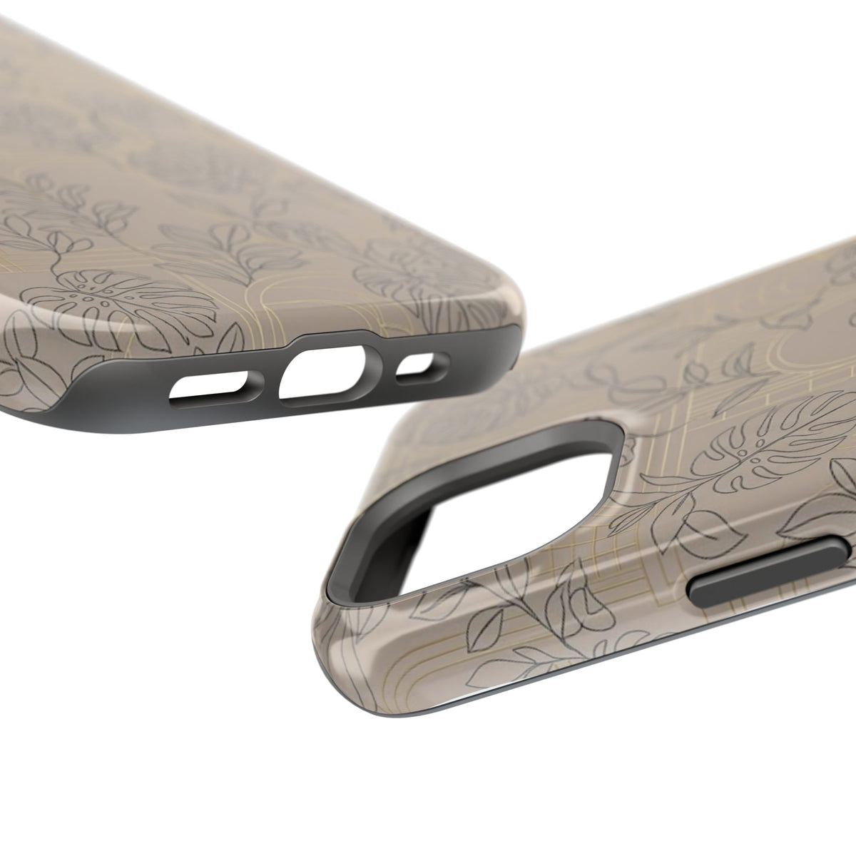 Neutral Leaf Pattern - Impact Resistant Phone Case