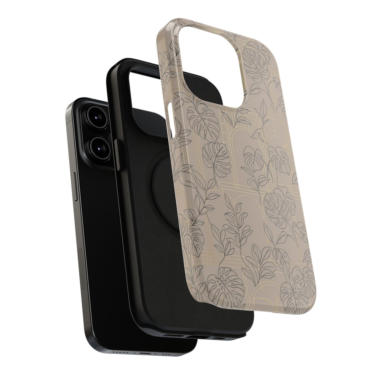 Neutral Leaf Pattern - Impact Resistant Phone Case