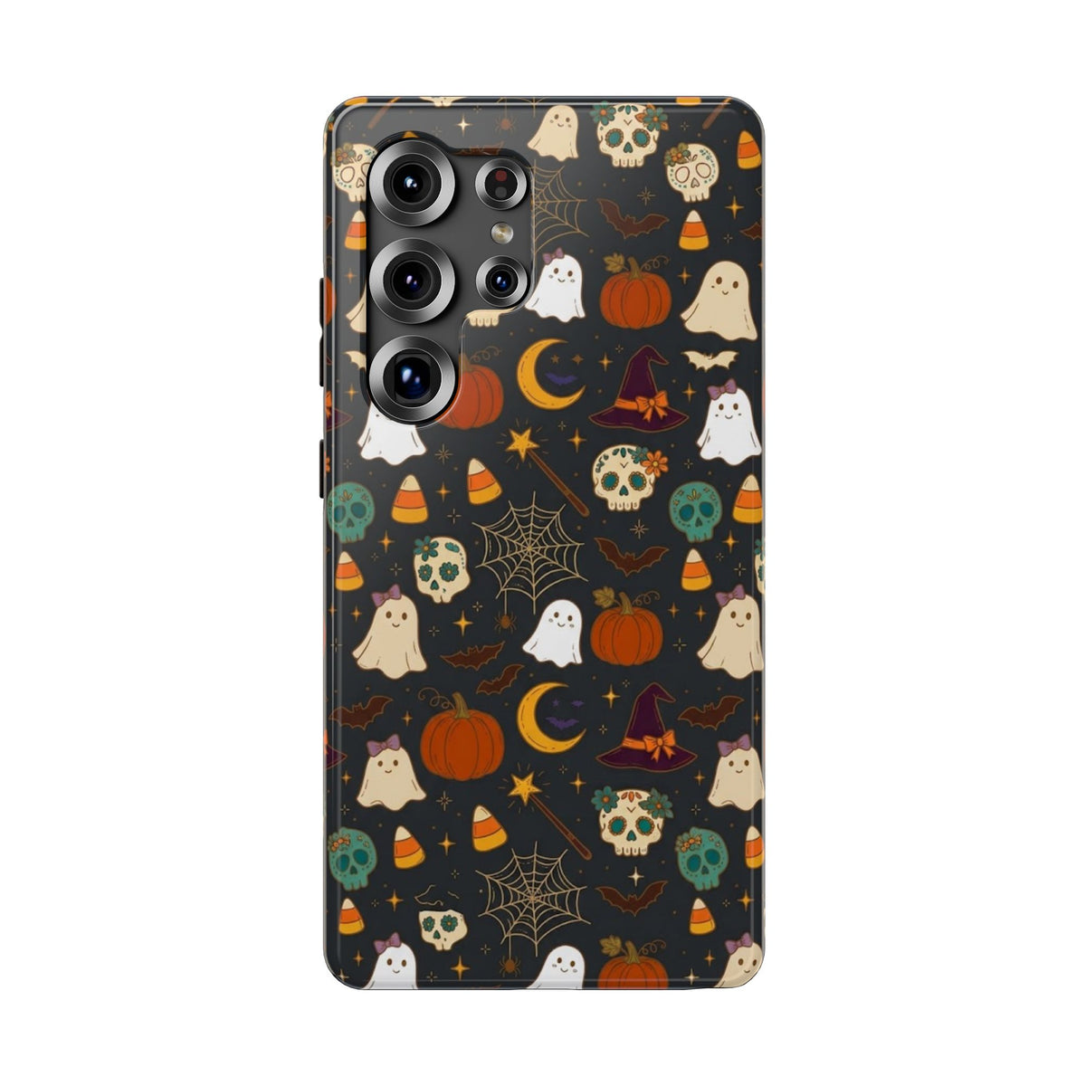 Ghosts, Pumpkins & Skulls Pattern - Impact Resistant Phone Case