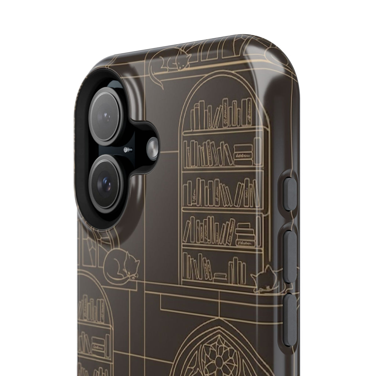 Cat Library Bookshelf Phone Case