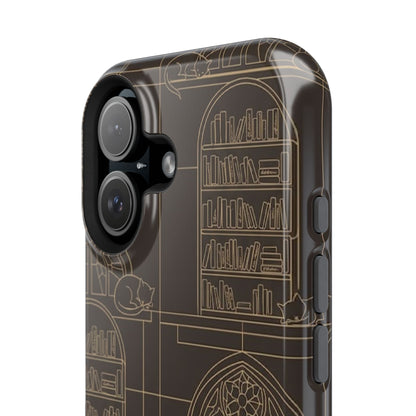 Cat Library Bookshelf Phone Case