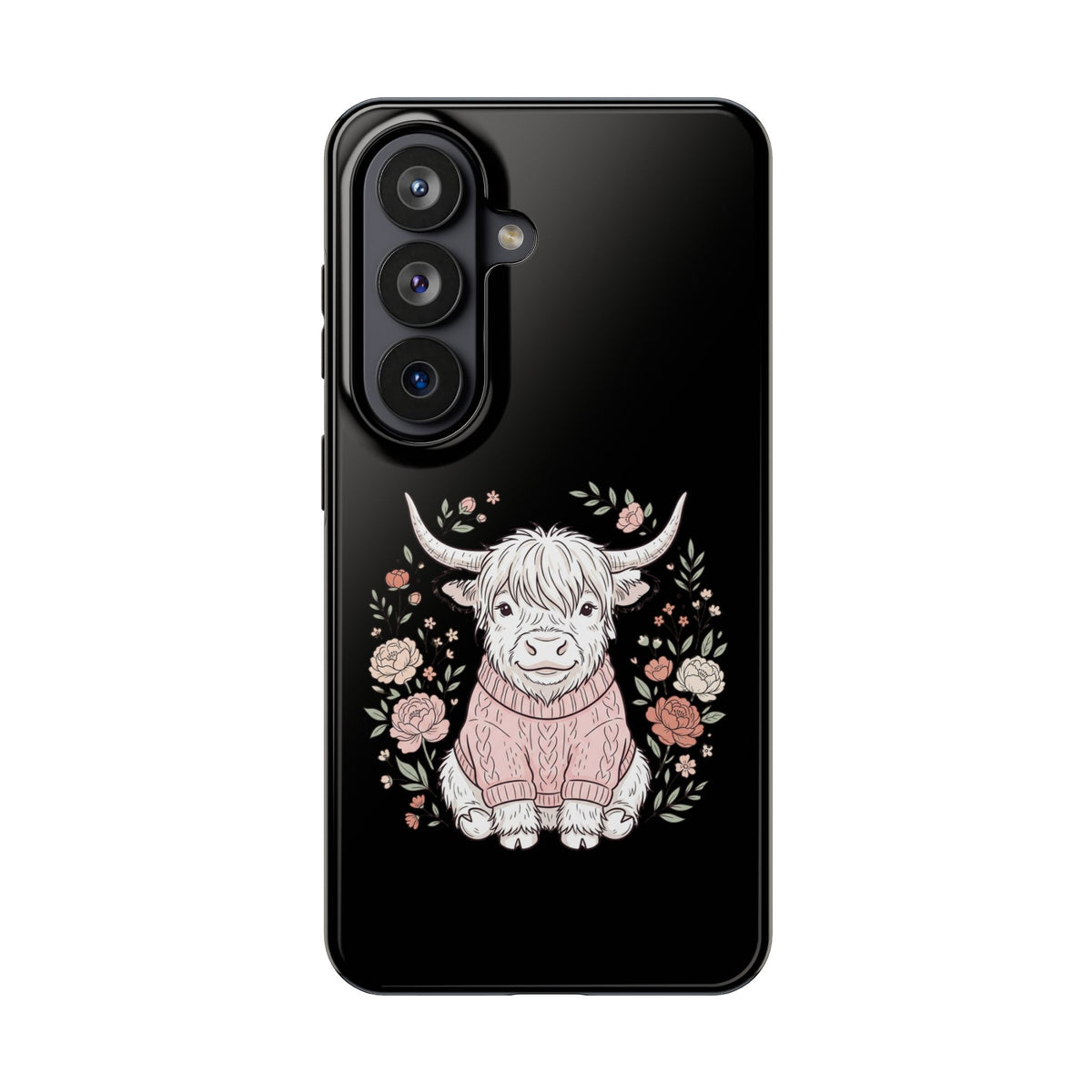 Highland Cow Floral Tough Phone Case