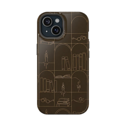 Vintage Library Books & Candle Pattern - Impact-Resistant Phone Case