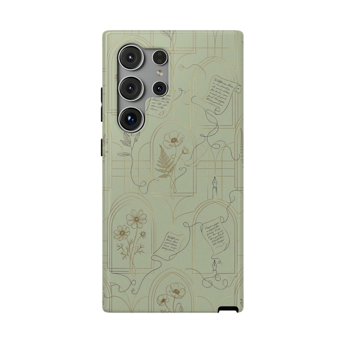 Vintage Botanical Script Design - Impact Resistant Phone Case