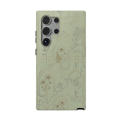 Vintage Botanical Script Design - Impact Resistant Phone Case