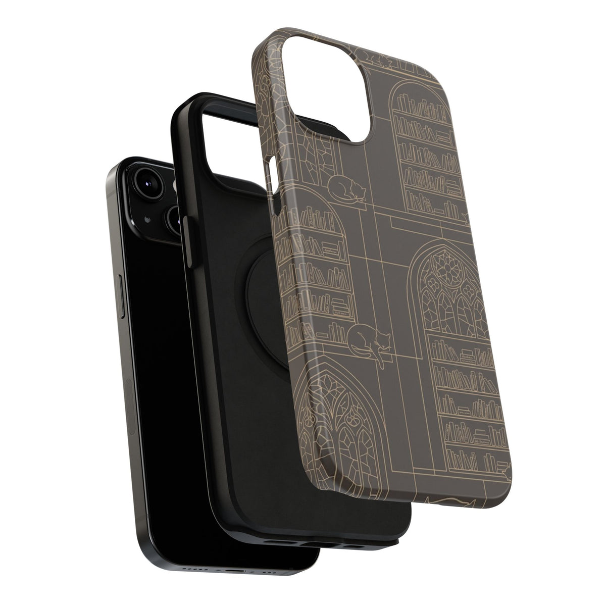 Cat Library Bookshelf Phone Case