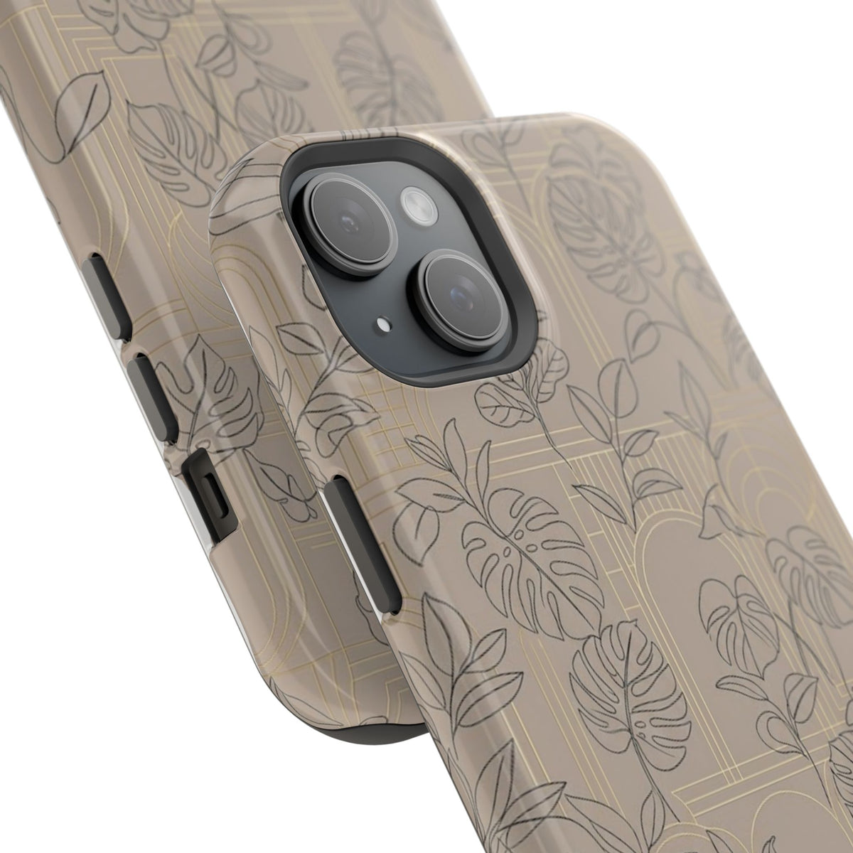 Neutral Leaf Pattern - Impact Resistant Phone Case