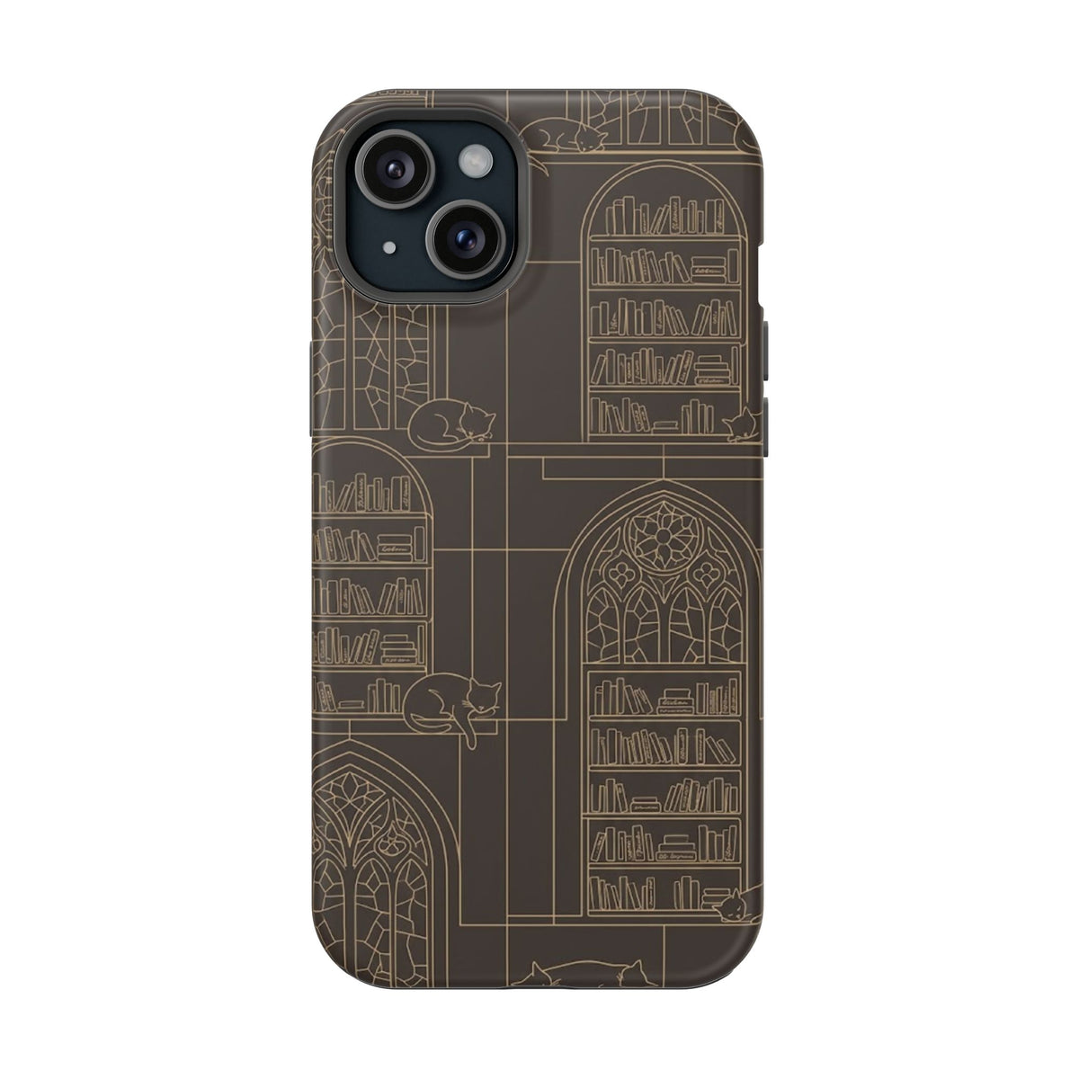 Cat Library Bookshelf Phone Case