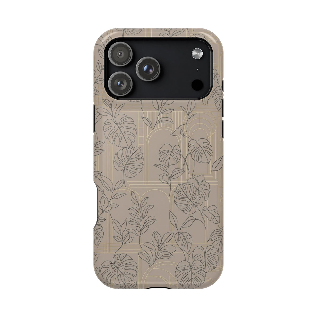 Neutral Leaf Pattern - Impact Resistant Phone Case