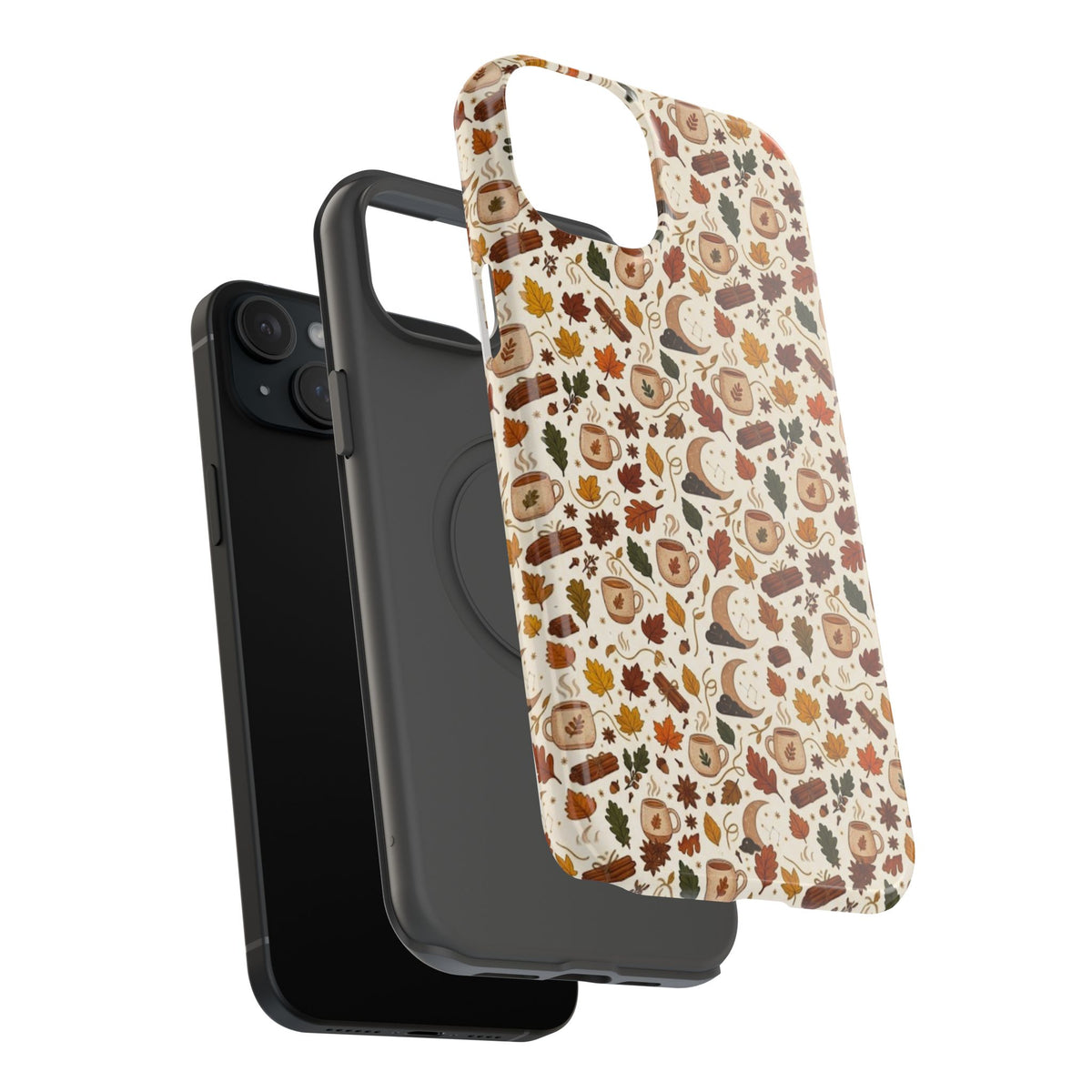 Autumn Woodland Phone Case — Fall Leaves & Fox Pattern Impact-Resistant Case