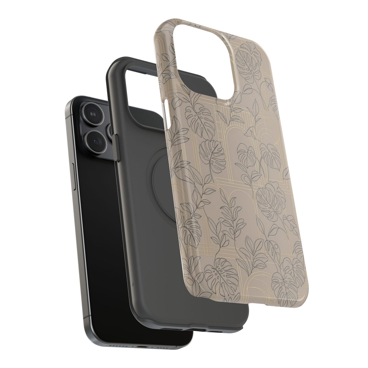 Neutral Leaf Pattern - Impact Resistant Phone Case