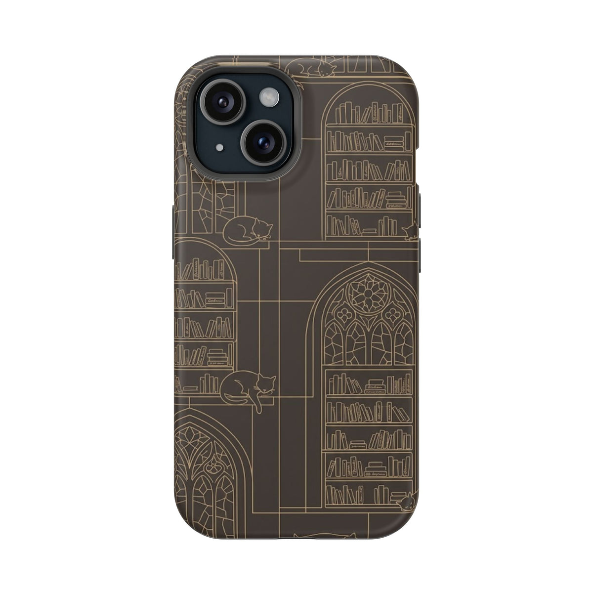 Cat Library Bookshelf Phone Case