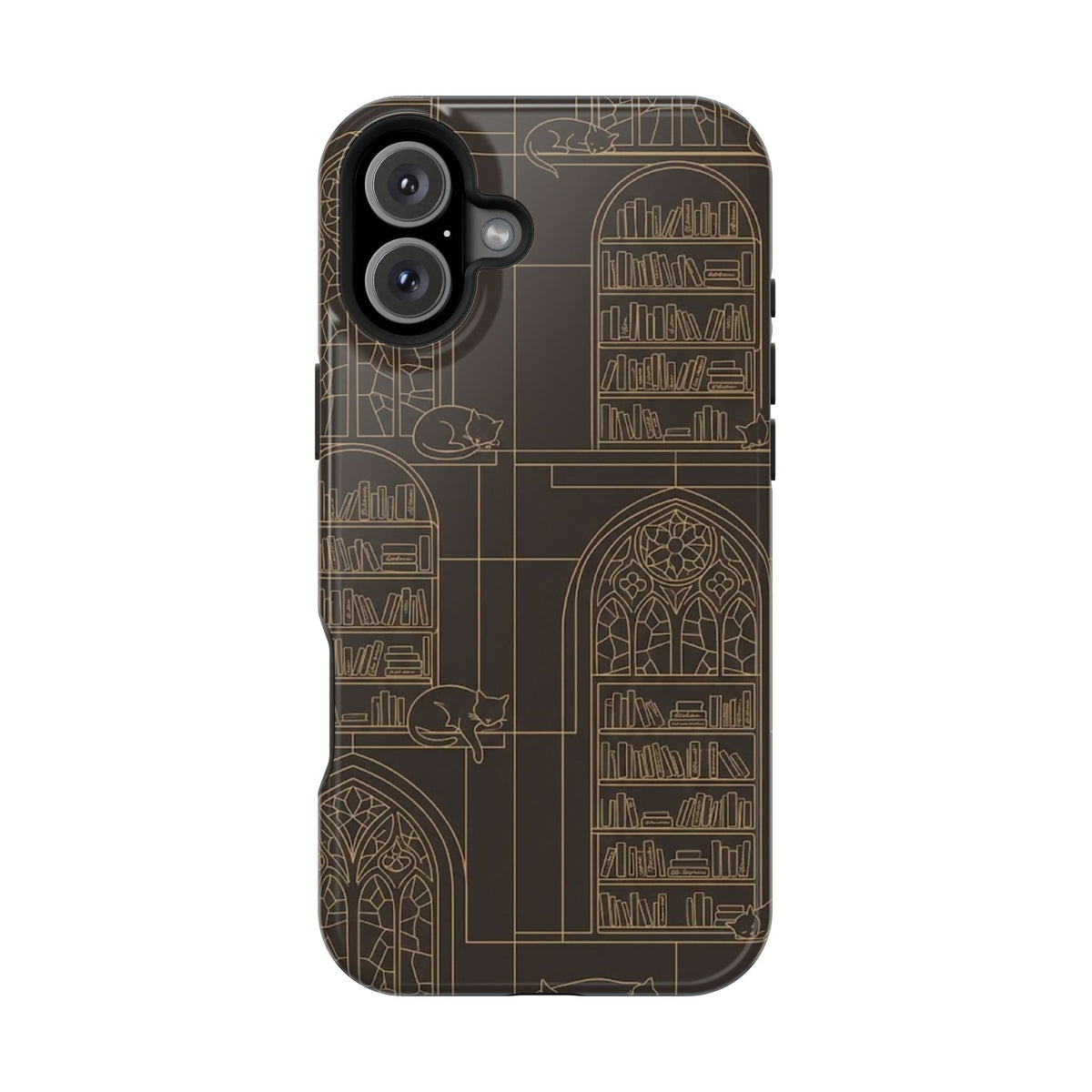 Cat Library Bookshelf Phone Case