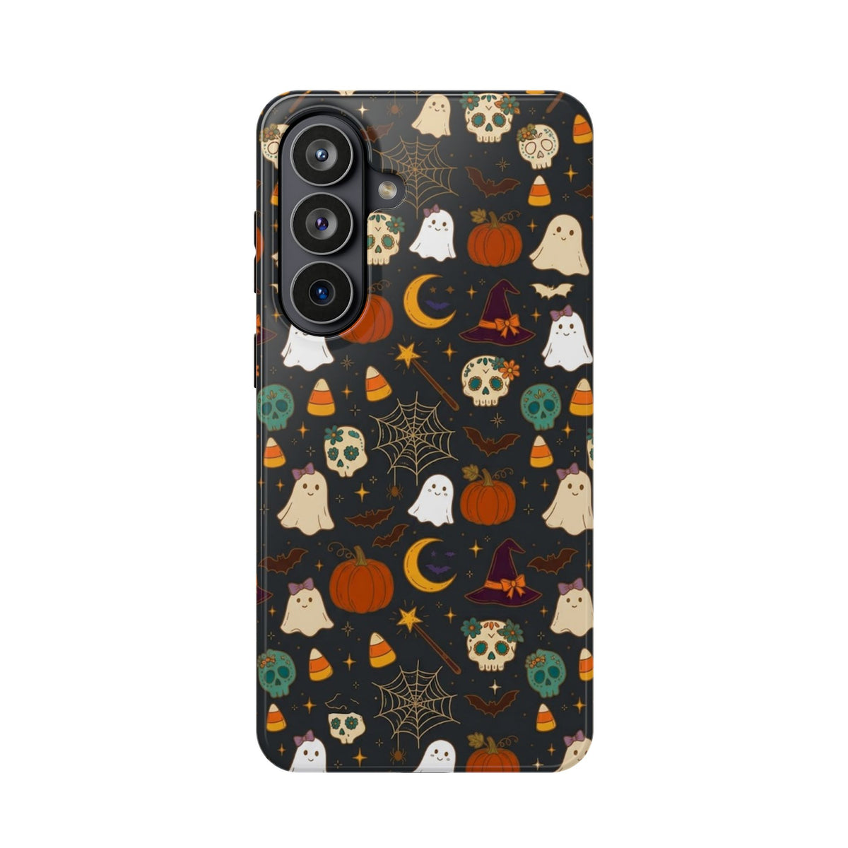 Ghosts, Pumpkins & Skulls Pattern - Impact Resistant Phone Case
