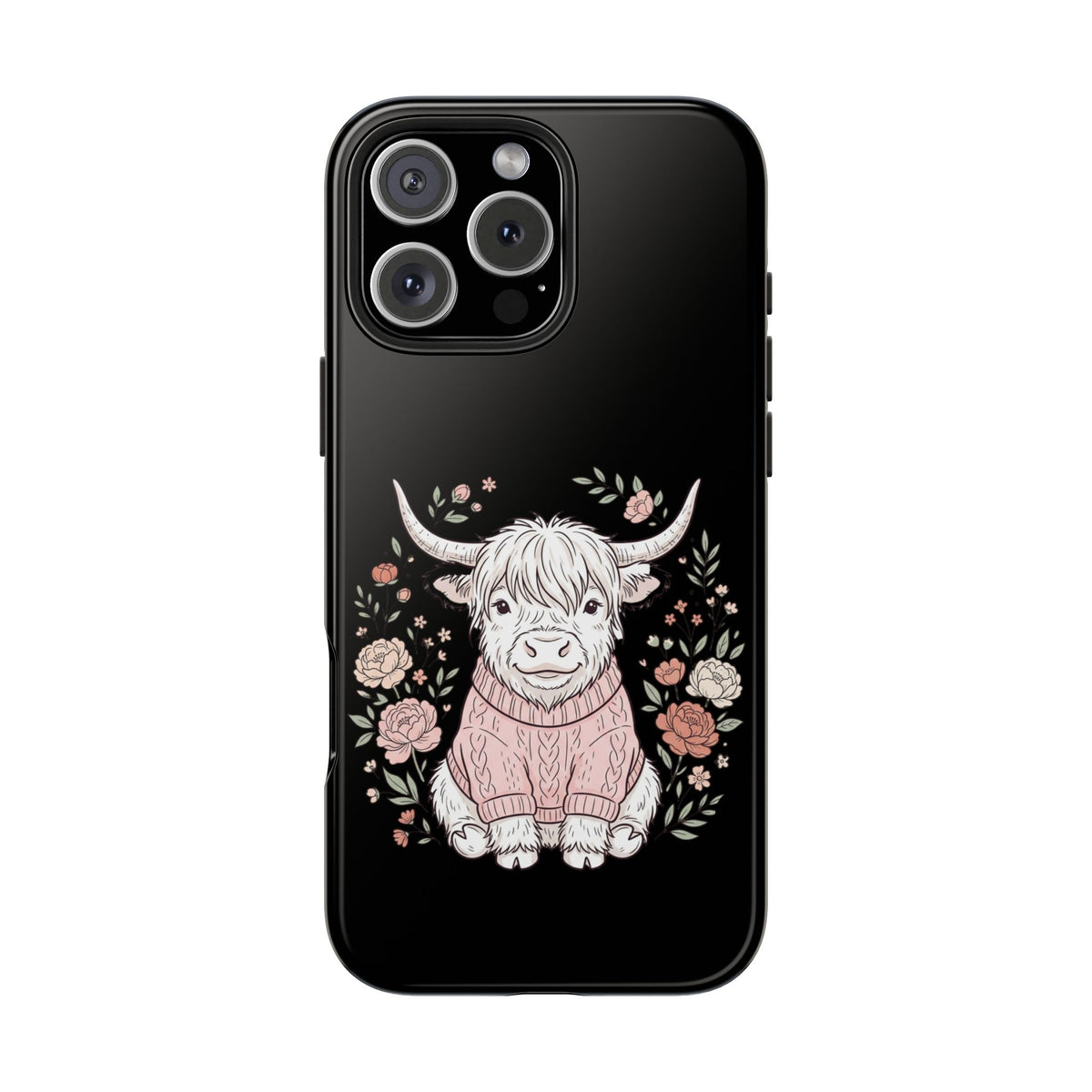 Highland Cow Floral Tough Phone Case