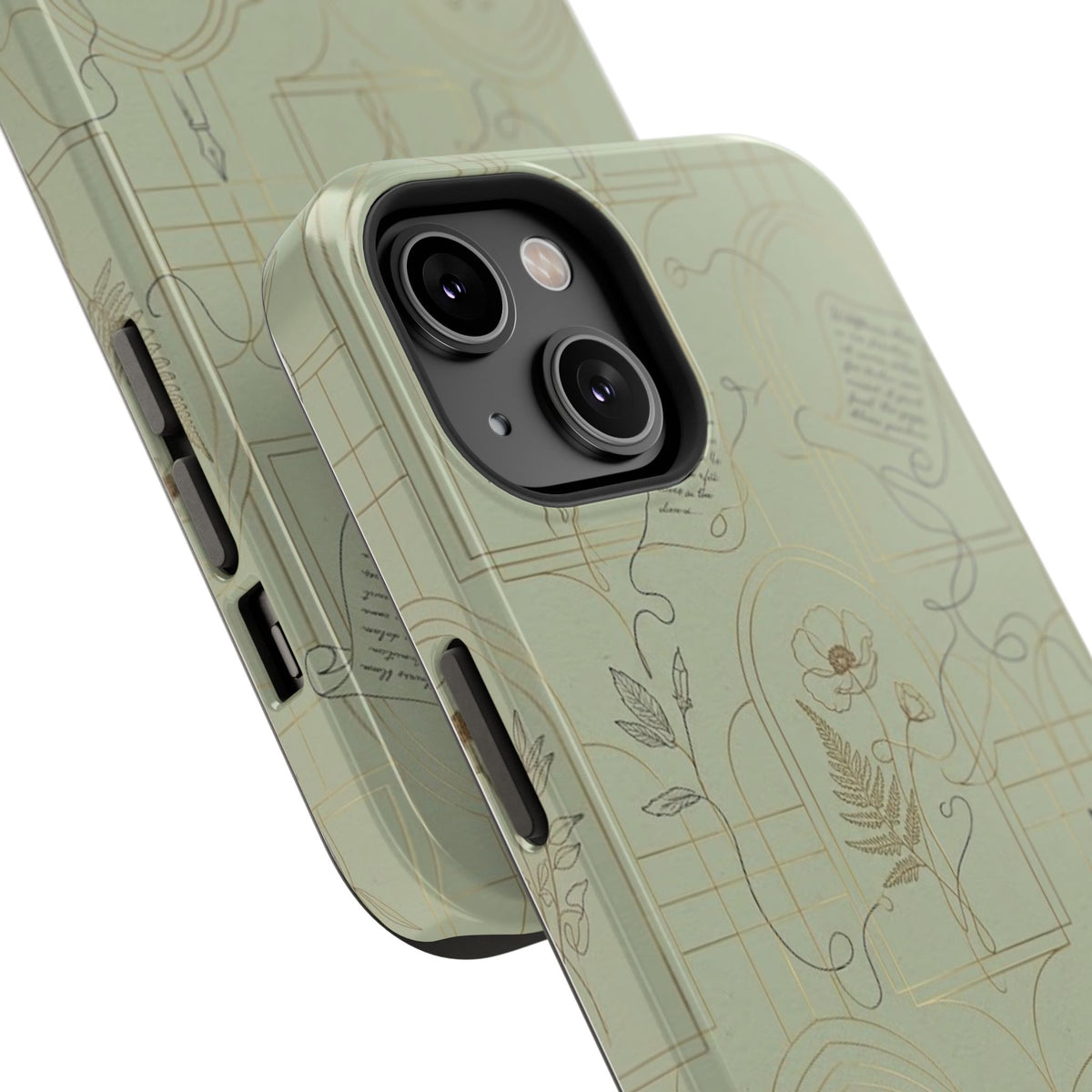 Vintage Botanical Script Design - Impact Resistant Phone Case