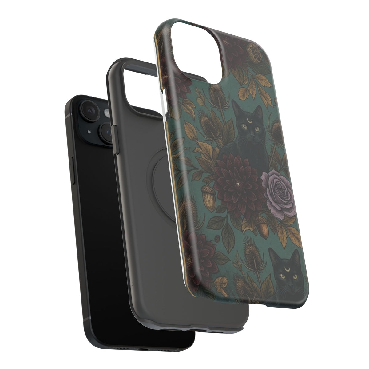 Botanical Black Cat - Impact Resistant Phone Case