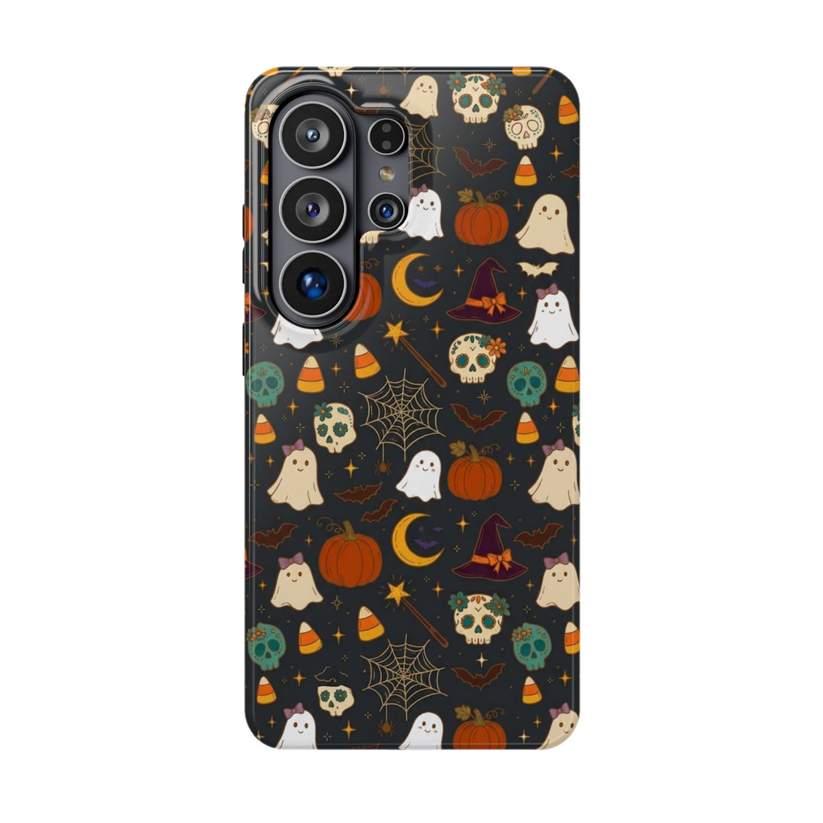 Ghosts, Pumpkins & Skulls Pattern - Impact Resistant Phone Case