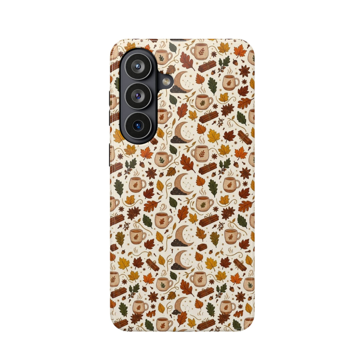 Autumn Woodland Phone Case — Fall Leaves & Fox Pattern Impact-Resistant Case