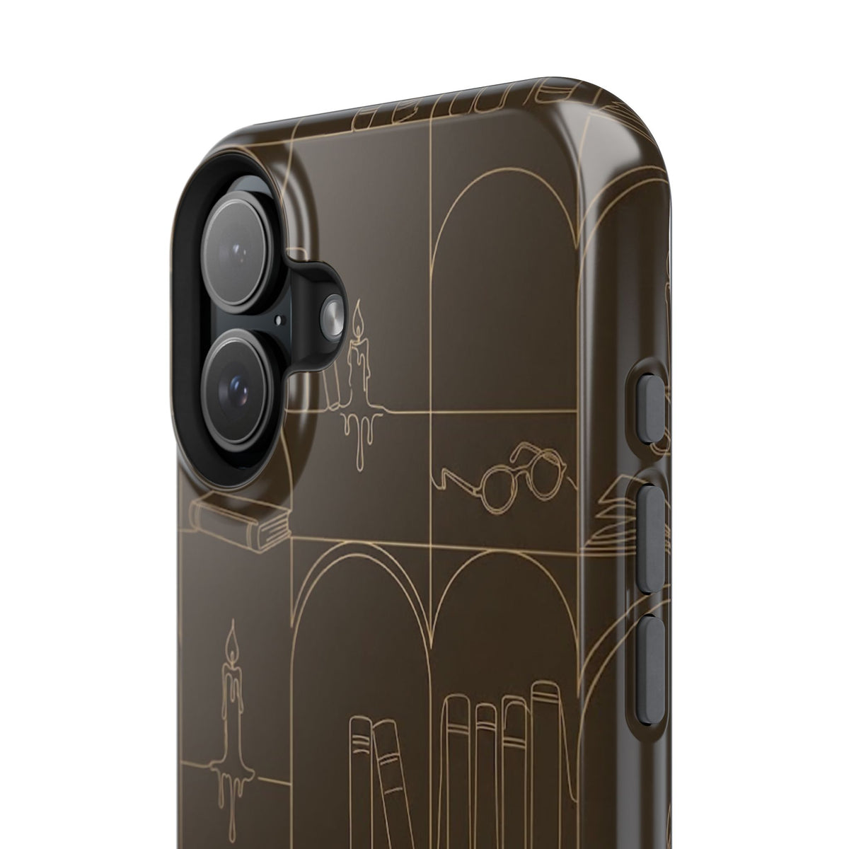 Vintage Library Books & Candle Pattern - Impact-Resistant Phone Case