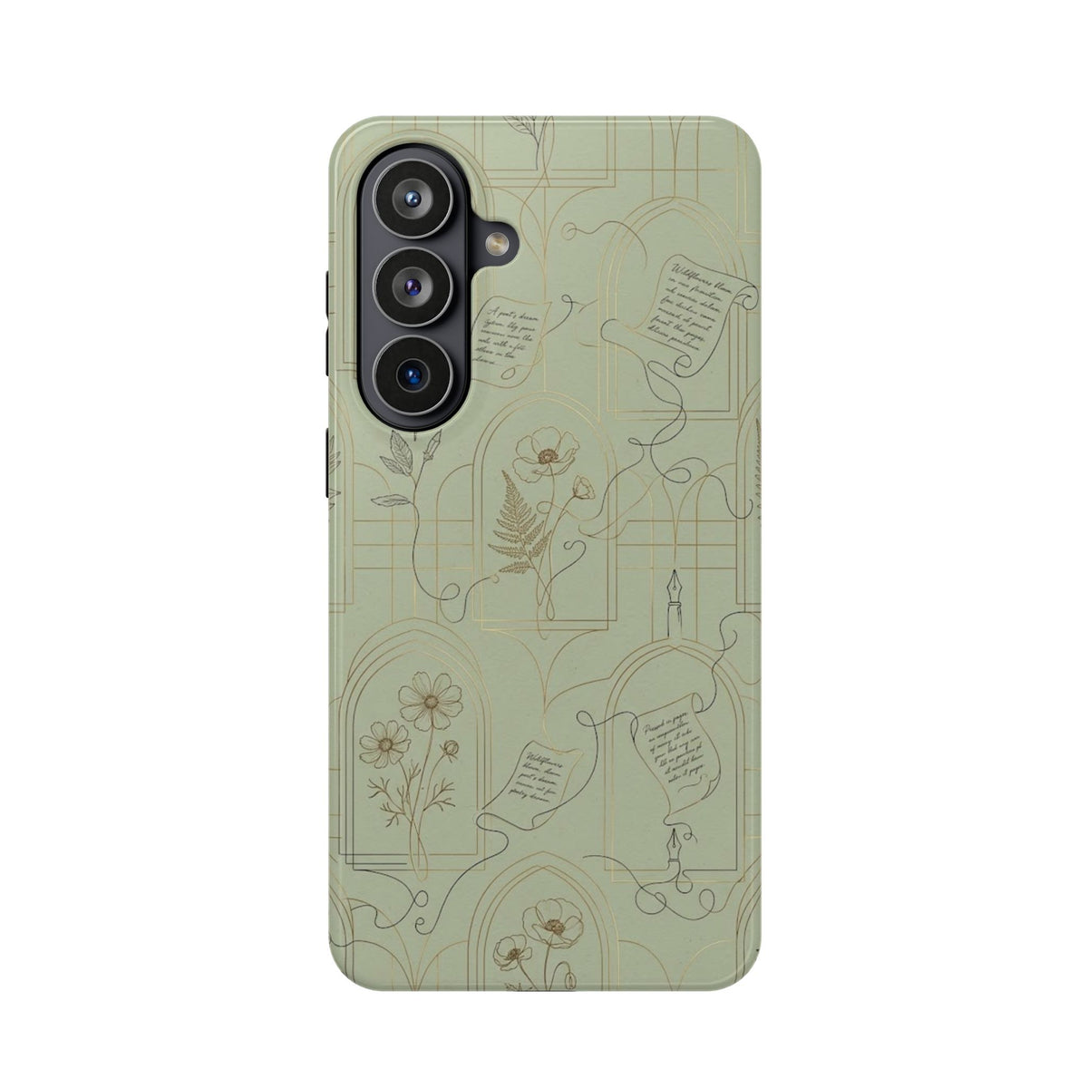 Vintage Botanical Script Design - Impact Resistant Phone Case