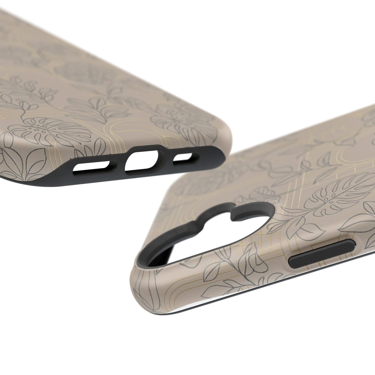 Neutral Leaf Pattern - Impact Resistant Phone Case