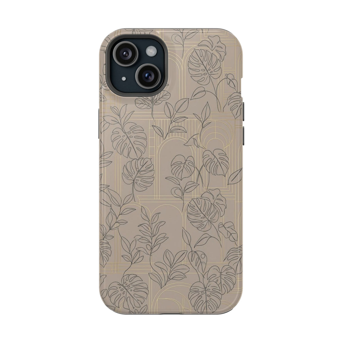 Neutral Leaf Pattern - Impact Resistant Phone Case