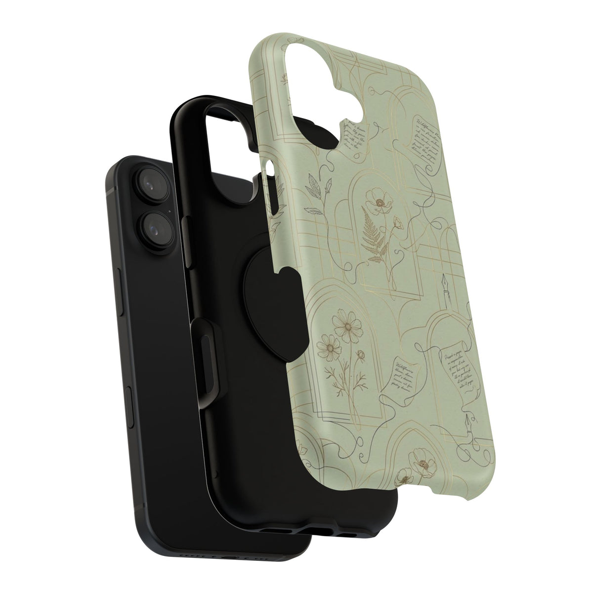 Vintage Botanical Script Design - Impact Resistant Phone Case