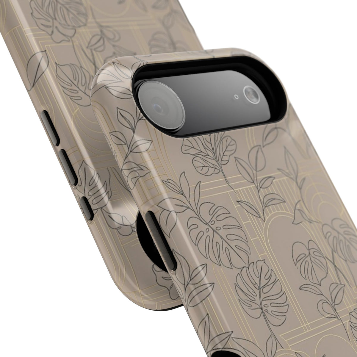 Neutral Leaf Pattern - Impact Resistant Phone Case