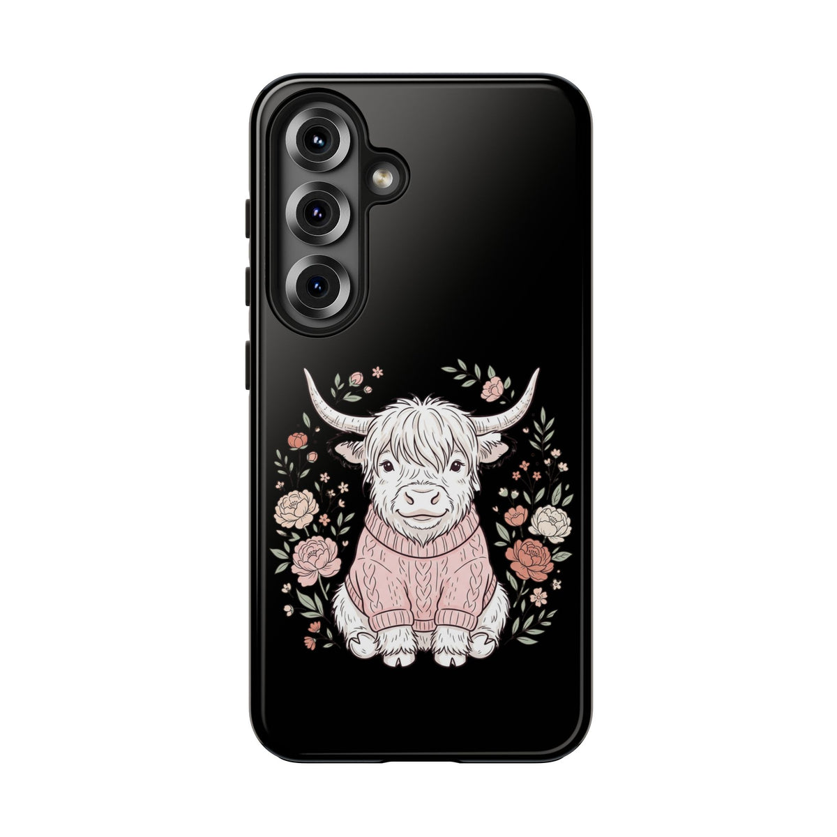 Highland Cow Floral Tough Phone Case