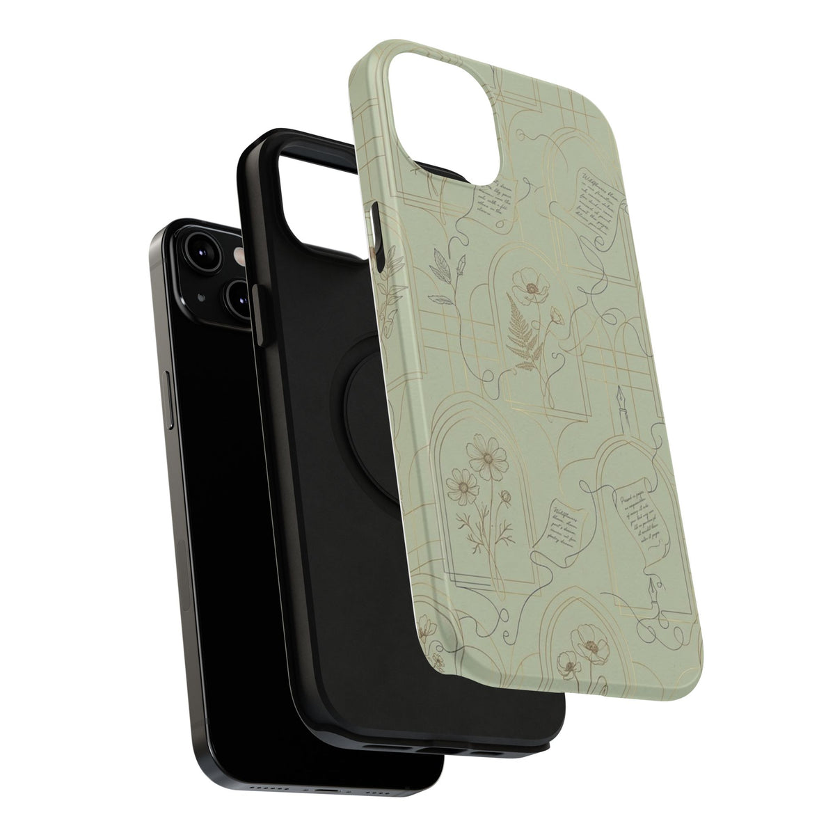 Vintage Botanical Script Design - Impact Resistant Phone Case