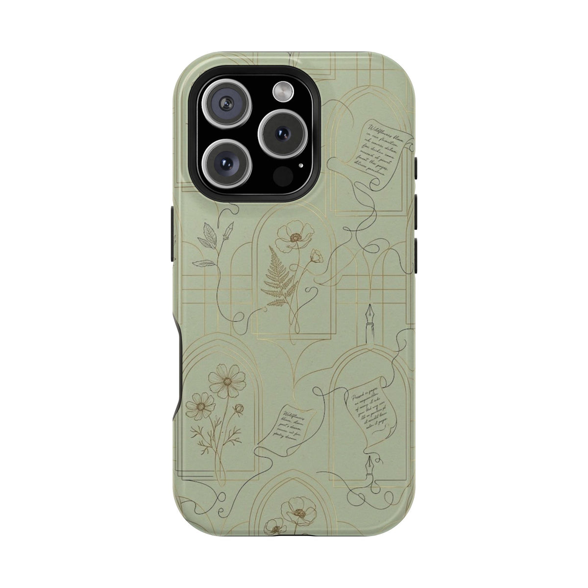 Vintage Botanical Script Design - Impact Resistant Phone Case