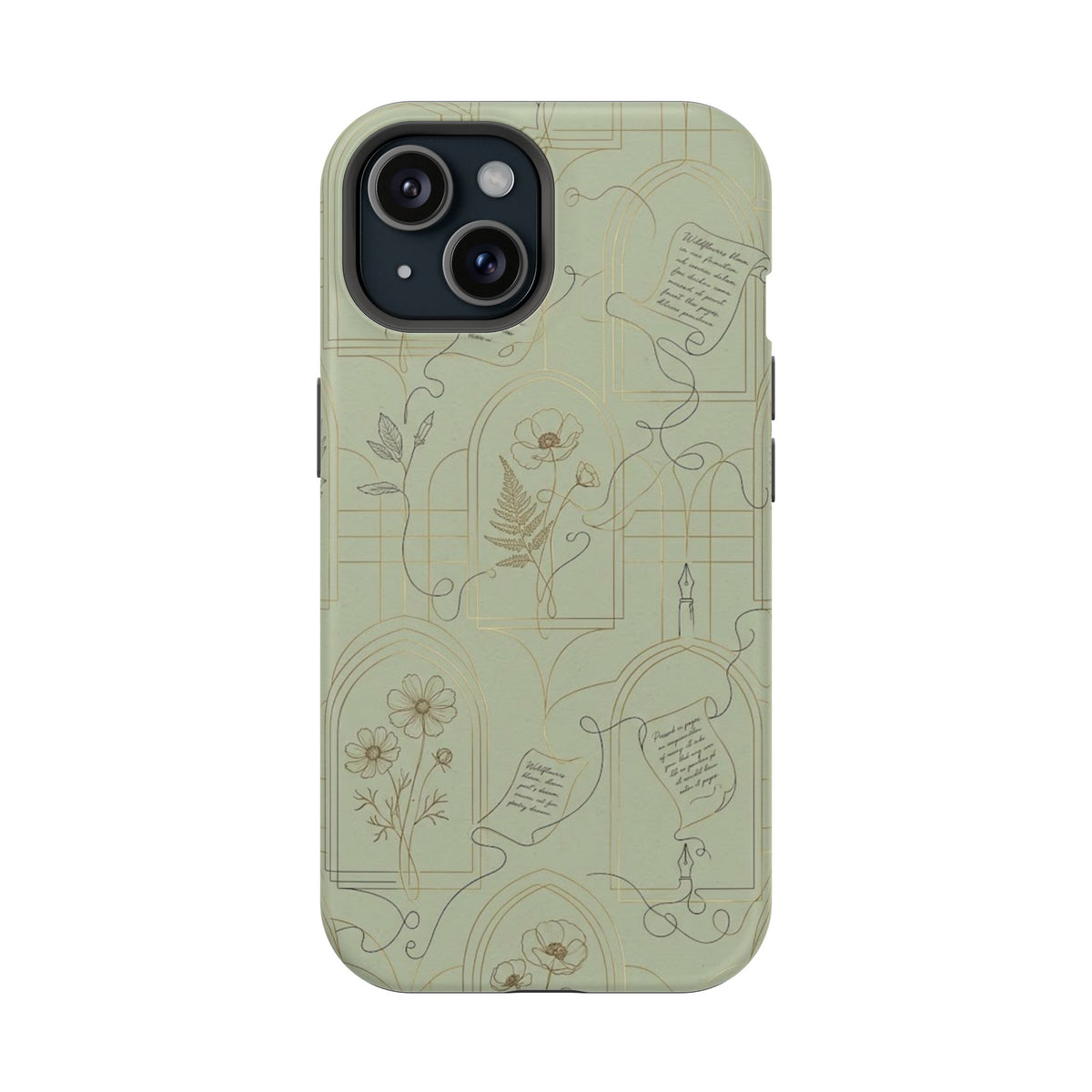 Vintage Botanical Script Design - Impact Resistant Phone Case