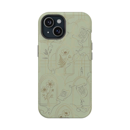 Vintage Botanical Script Design - Impact Resistant Phone Case