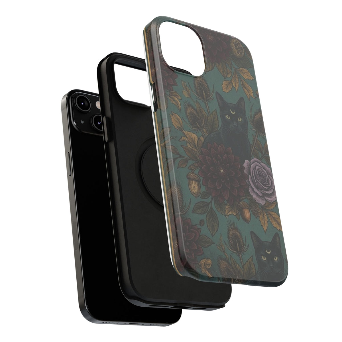 Botanical Black Cat - Impact Resistant Phone Case