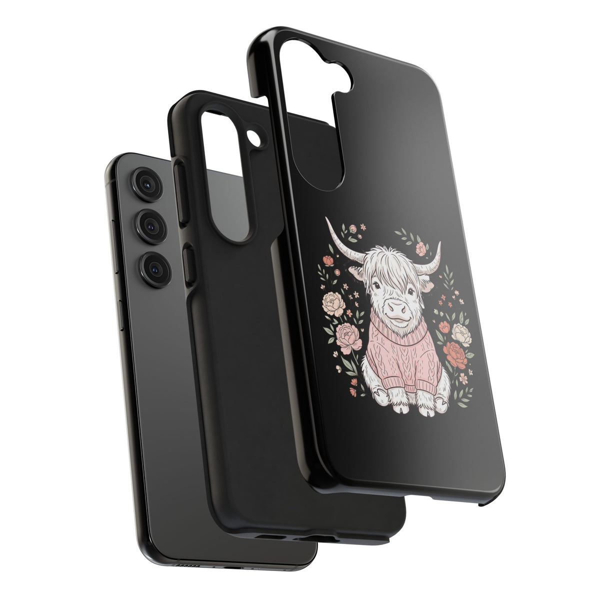 Highland Cow Floral Tough Phone Case