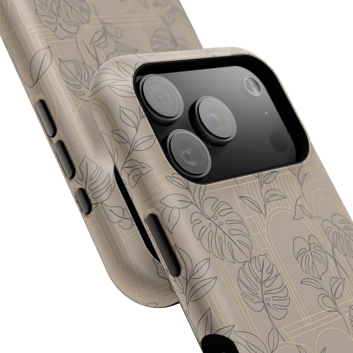 Neutral Leaf Pattern - Impact Resistant Phone Case