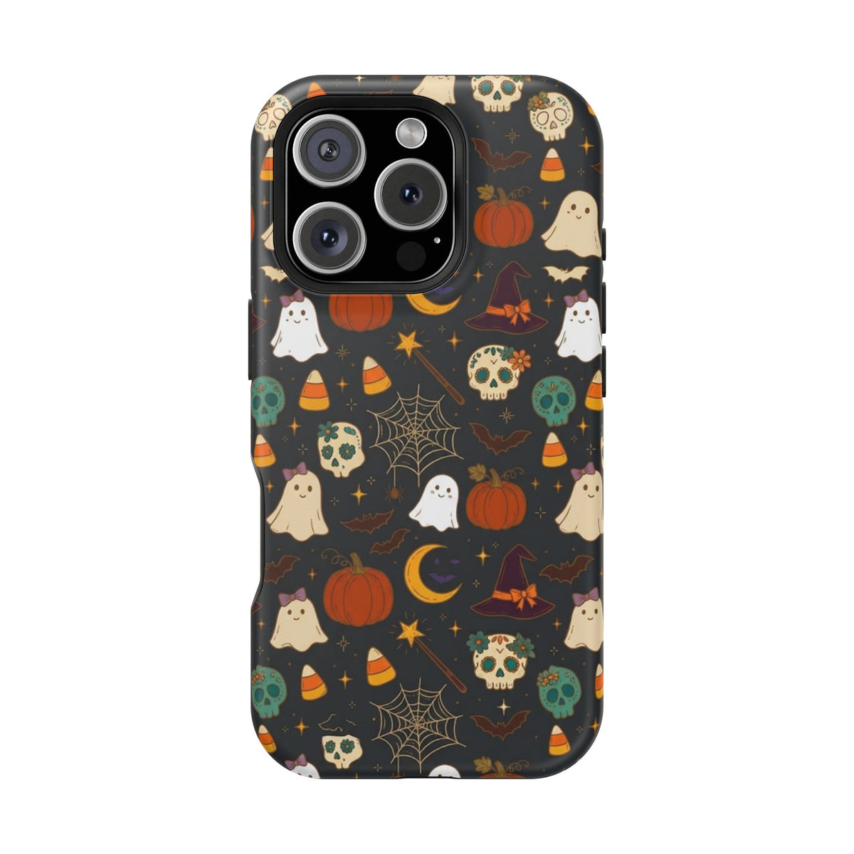 Ghosts, Pumpkins & Skulls Pattern - Impact Resistant Phone Case