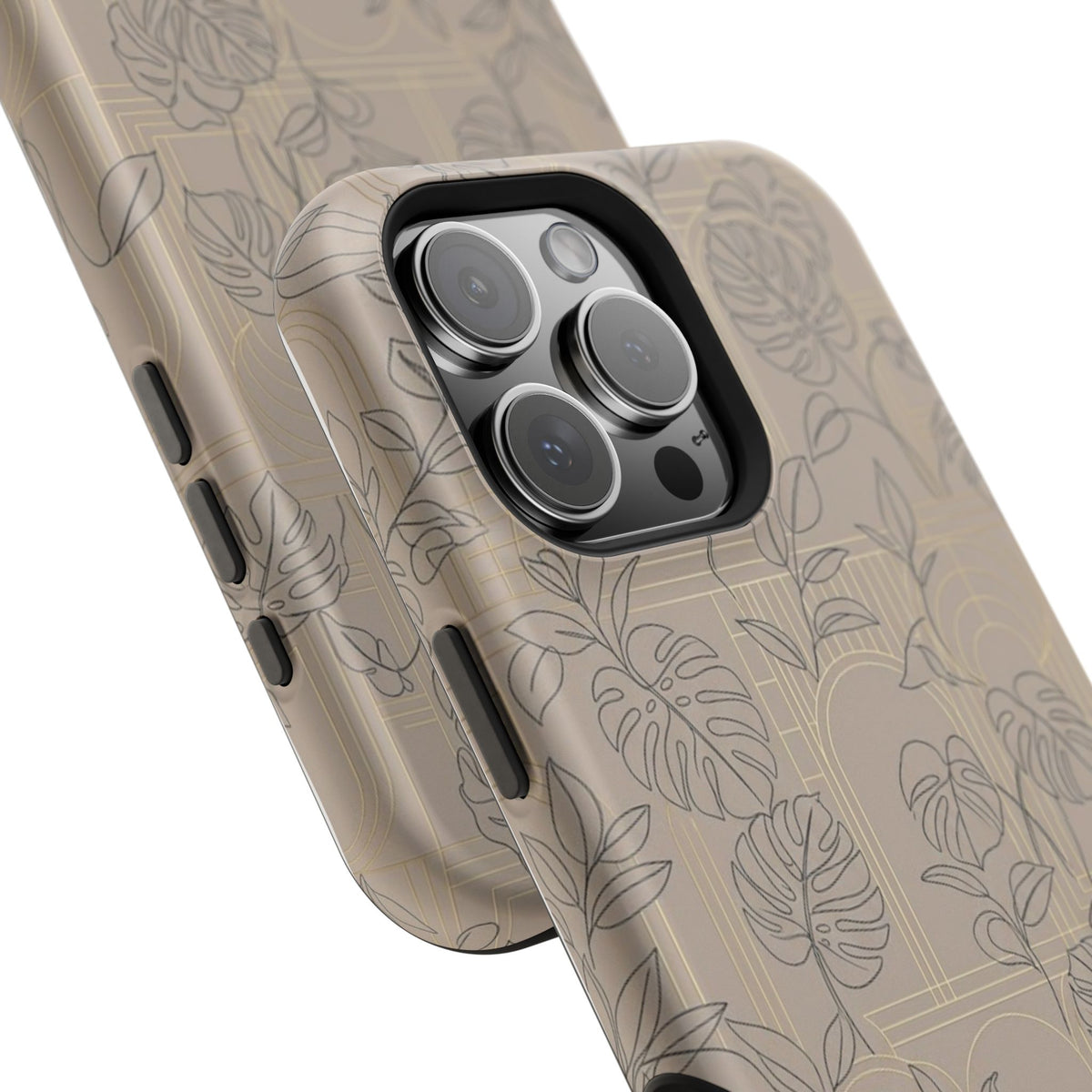 Neutral Leaf Pattern - Impact Resistant Phone Case