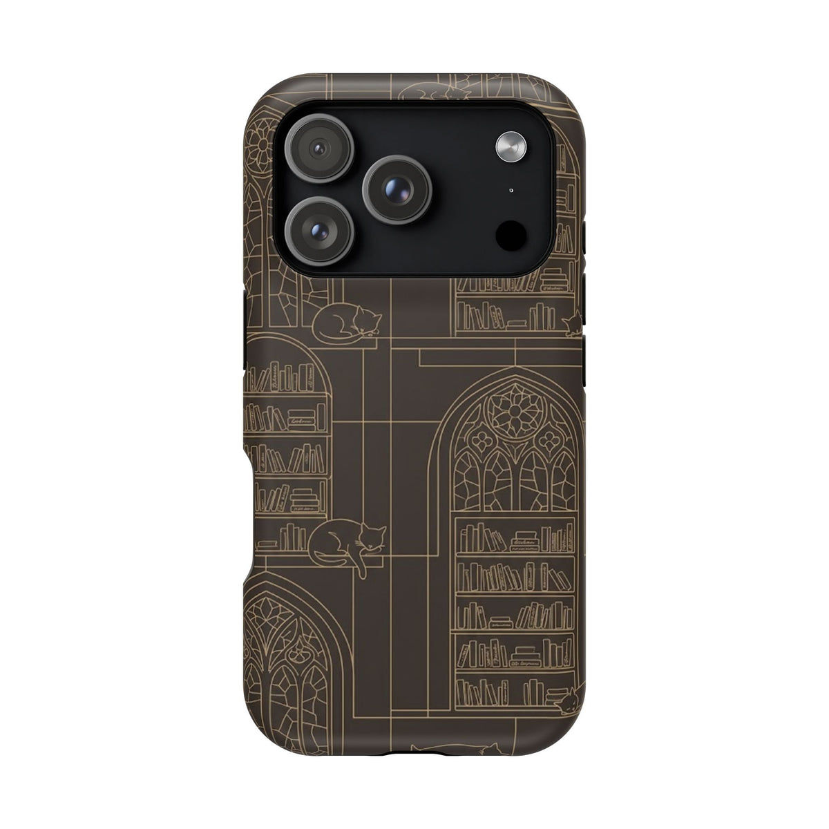 Cat Library Bookshelf Phone Case