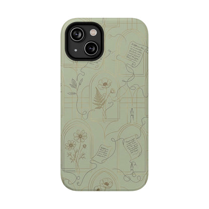 Vintage Botanical Script Design - Impact Resistant Phone Case