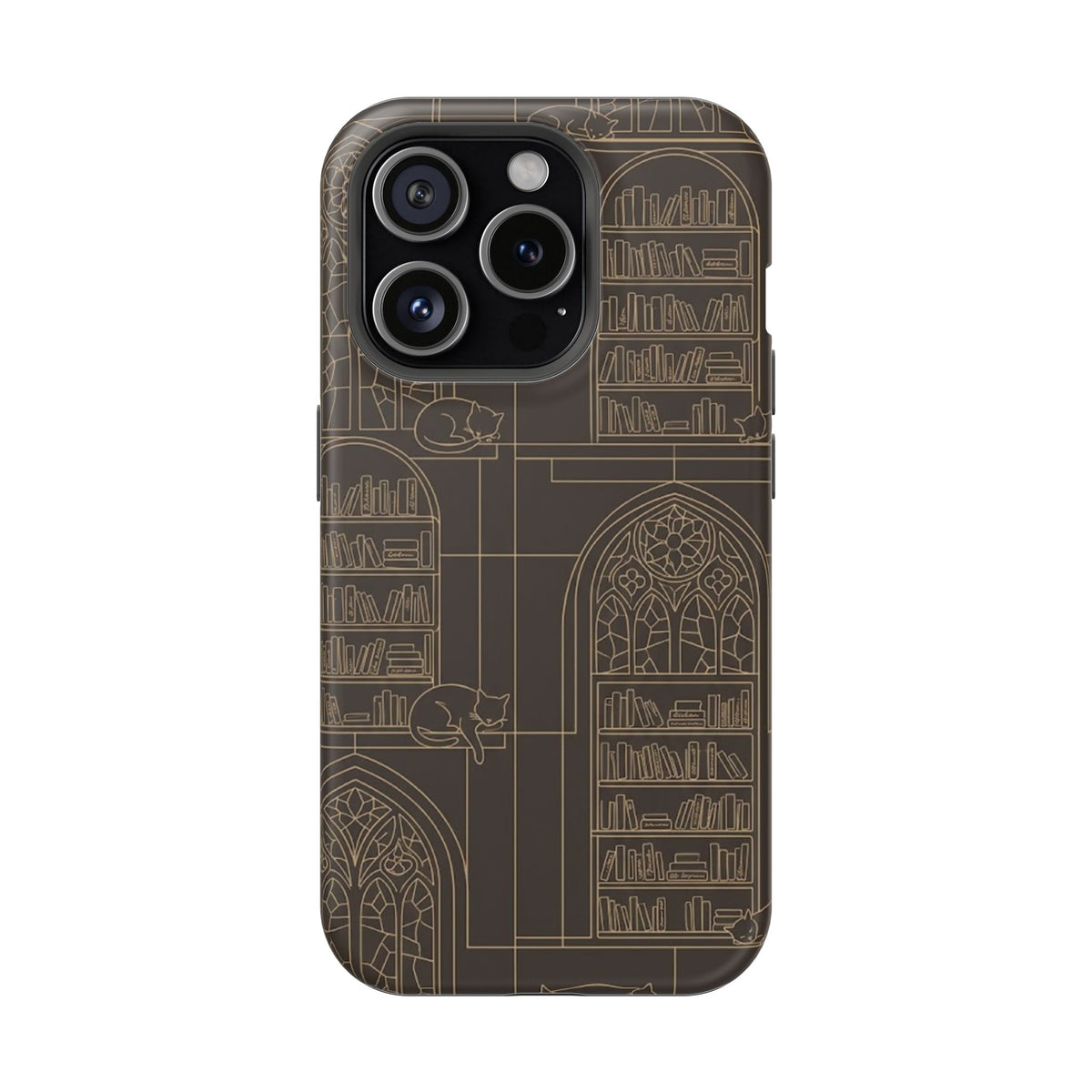 Cat Library Bookshelf Phone Case