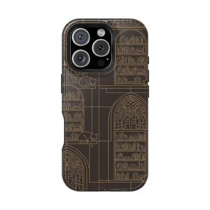 Cat Library Bookshelf Phone Case